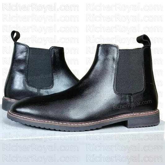 Men's Full-Grain Leather Chelsea Boots Comfort Ankle Shoes