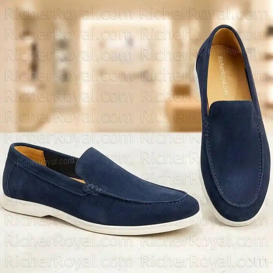 Pure Leather Suede Moc Toe Loafers Flexible Slip-On Shoes for Men