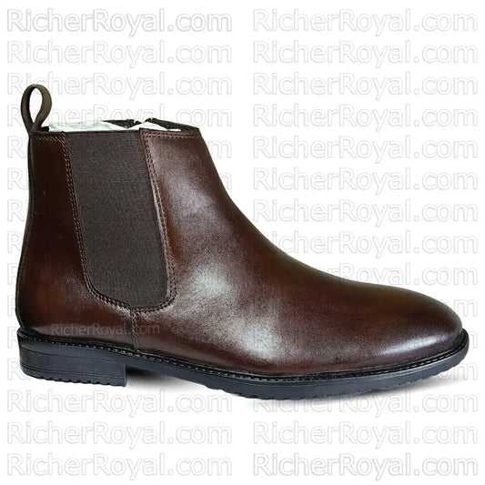 Men Pure Full-Grain Leather Zip Chelsea Boots with Elastic