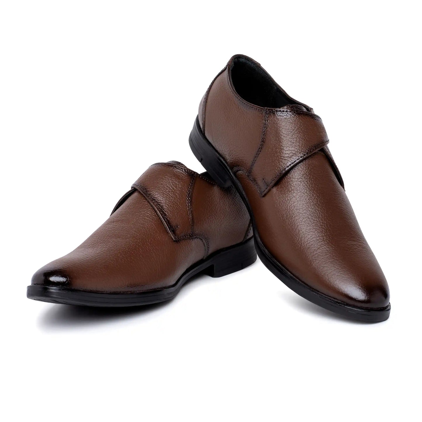 Men Pure Leather Monk Strap Slip On Shoes