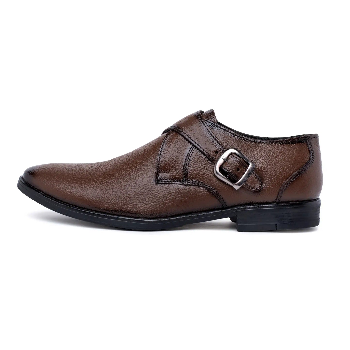 Men Pure Leather Monk Strap Slip On Shoes