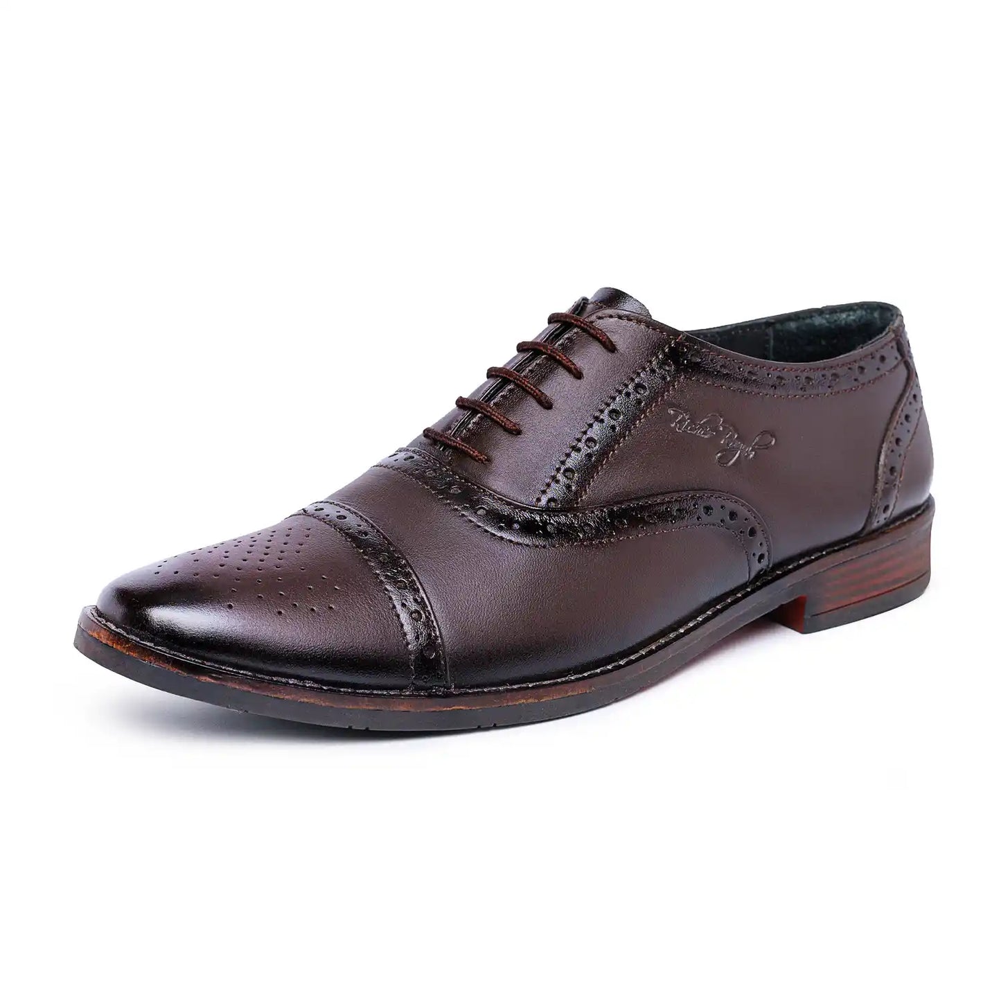 Genuine Leather Oxford Brogue Lace Up Shoes