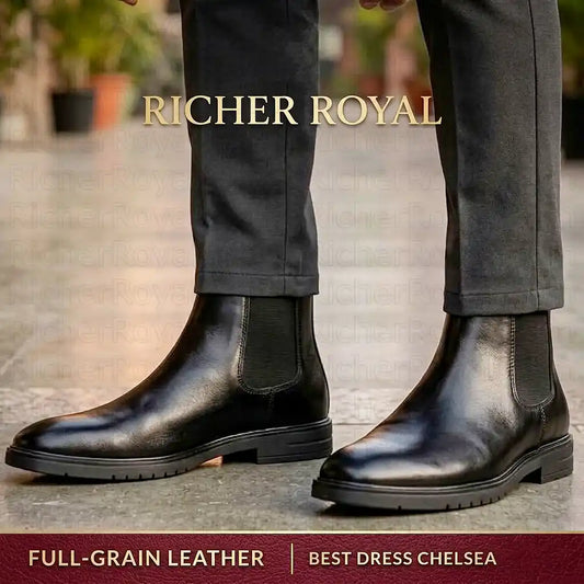 Pure Full-Grain Leather Chelsea Boots for Men