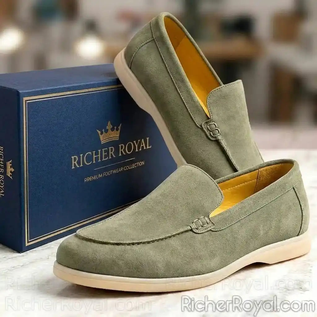 Comfort Suede Loafers Real Leather Dailywear Slip On Shoes for Men
