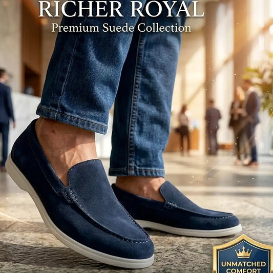 Pure Leather Suede Moc Toe Loafers Flexible Slip-On Shoes for Men