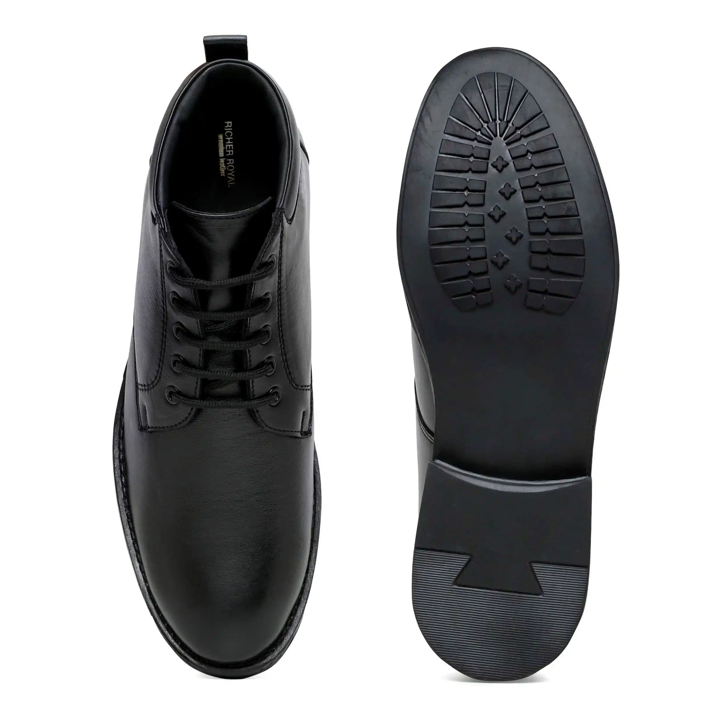 Men Pure Leather Ankle Shoes, Black Boots