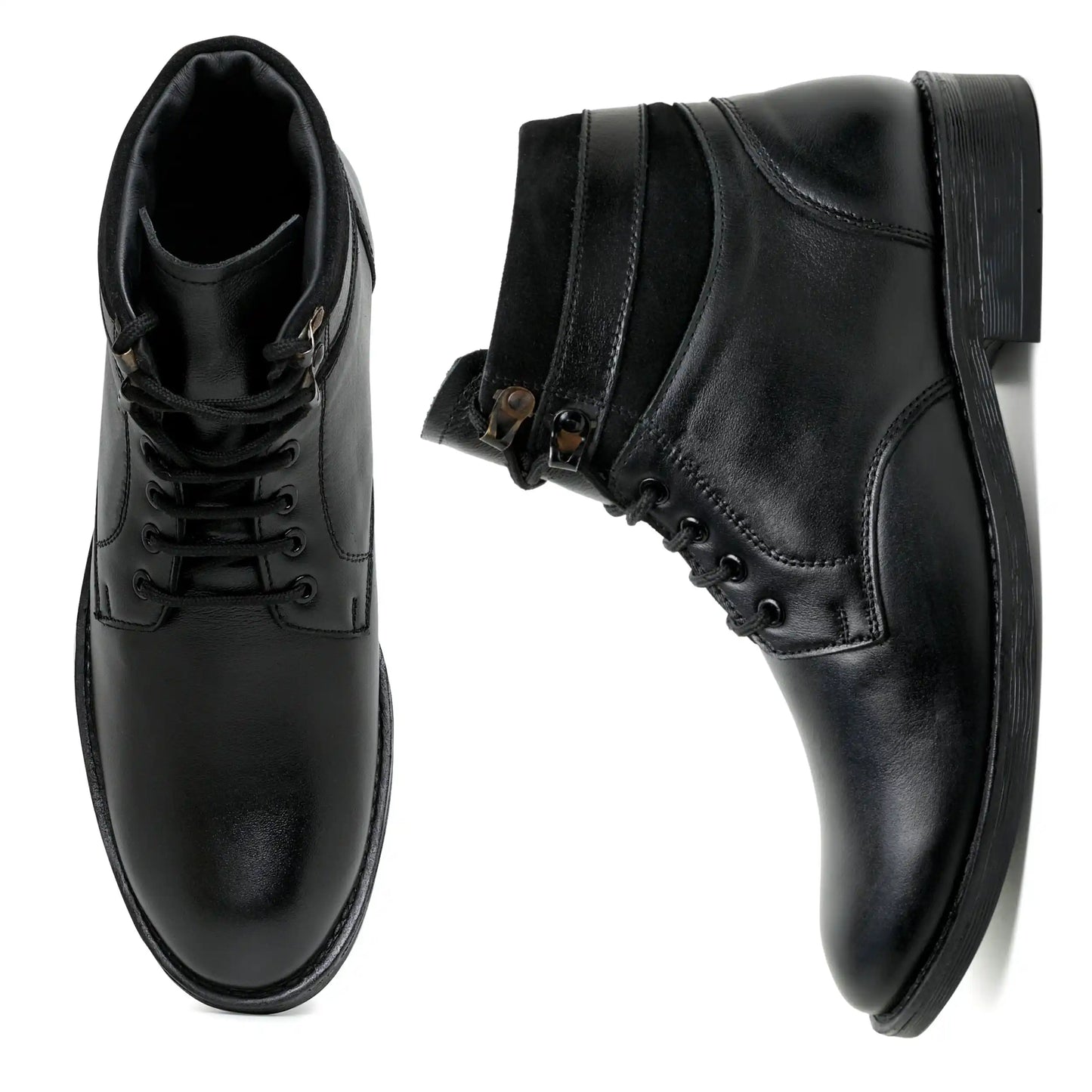 Pure Leather Boots for Men Black Ankle Shoes