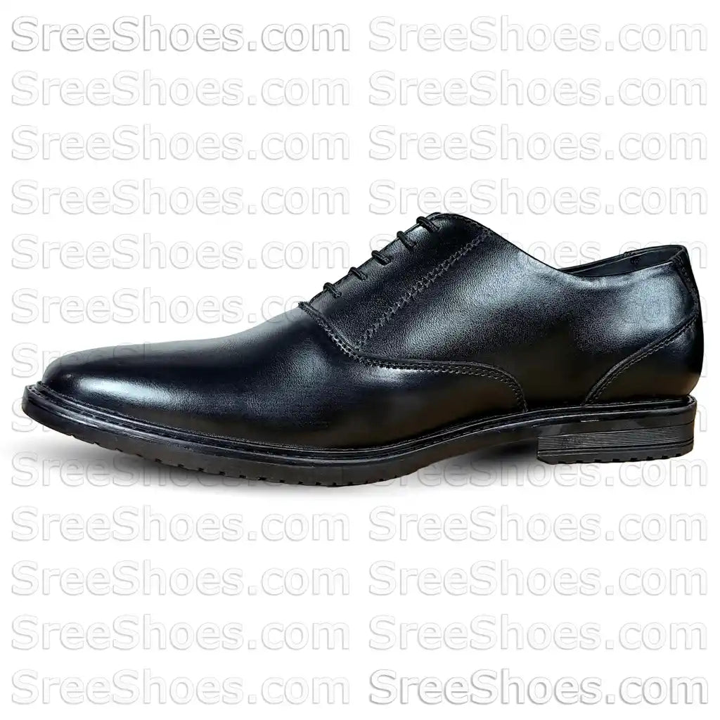 Black Pure Leather Formal Shoes Round Toe Oxford Dress Lace Up Shoes