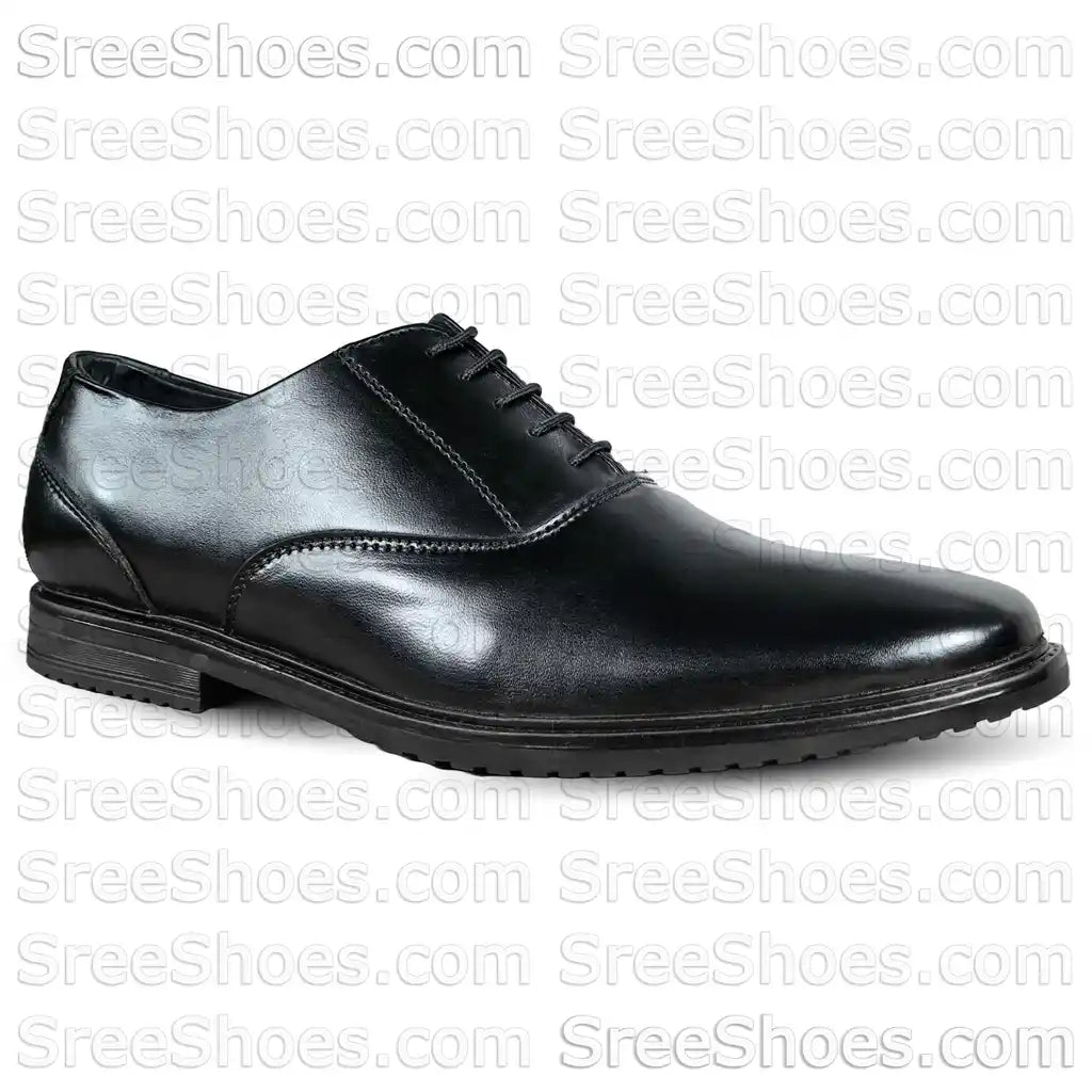 Black Pure Leather Formal Shoes Round Toe Oxford Dress Lace Up Shoes
