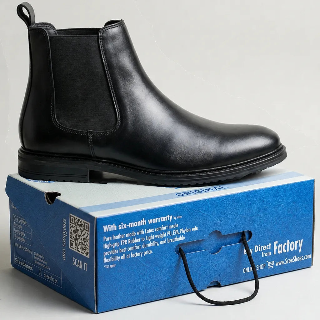 Pure Full-Grain Leather Chelsea Boots for Men