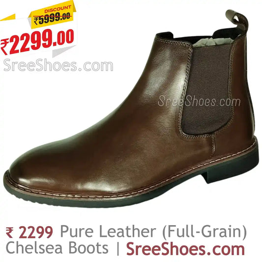 Men's Full-Grain Leather Chelsea Boots Comfort Ankle Shoes