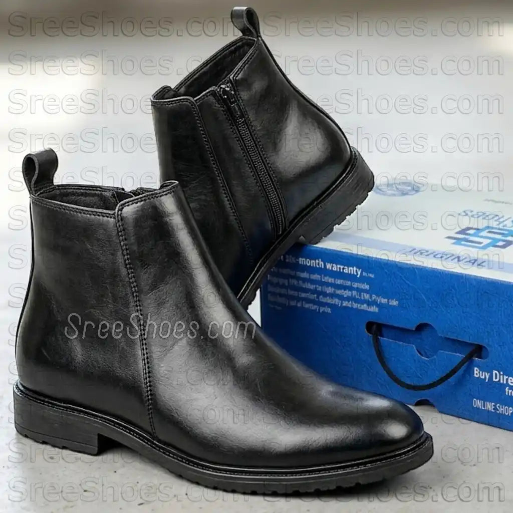 Men's Classic Pure Leather (Full-Grain) Chelsea Boots with Zip