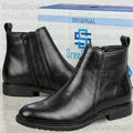 Men Pure Full-Grain Leather Chelsea Boots with Zip