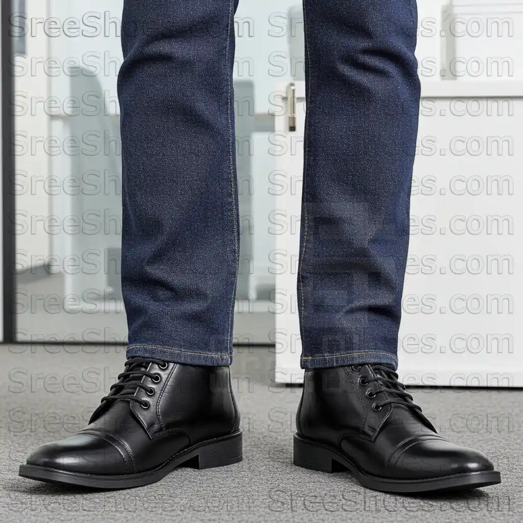 Men Pure Leather Ankle Boots
