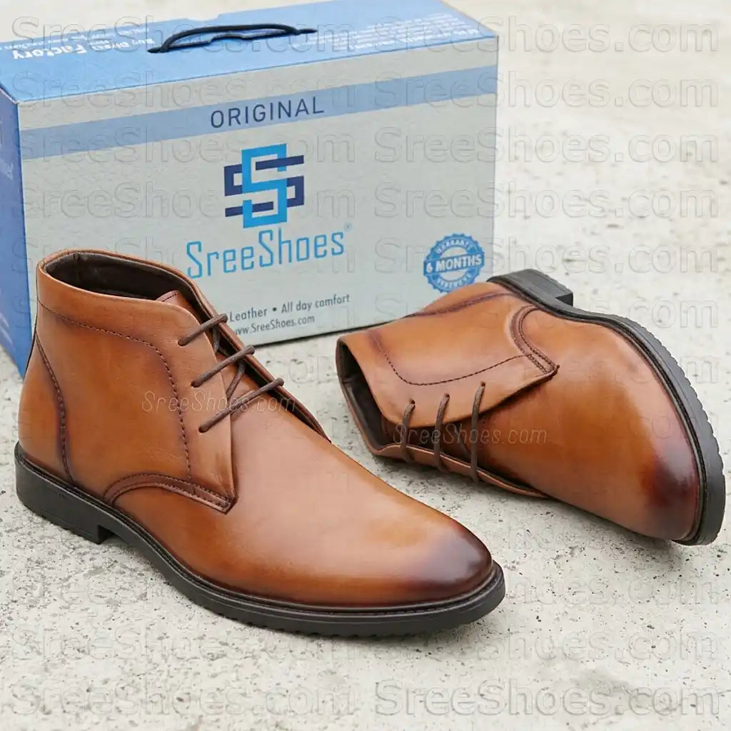 Premium Full-Grain Leather Chukka Boot for Men Casual Ankle Shoes