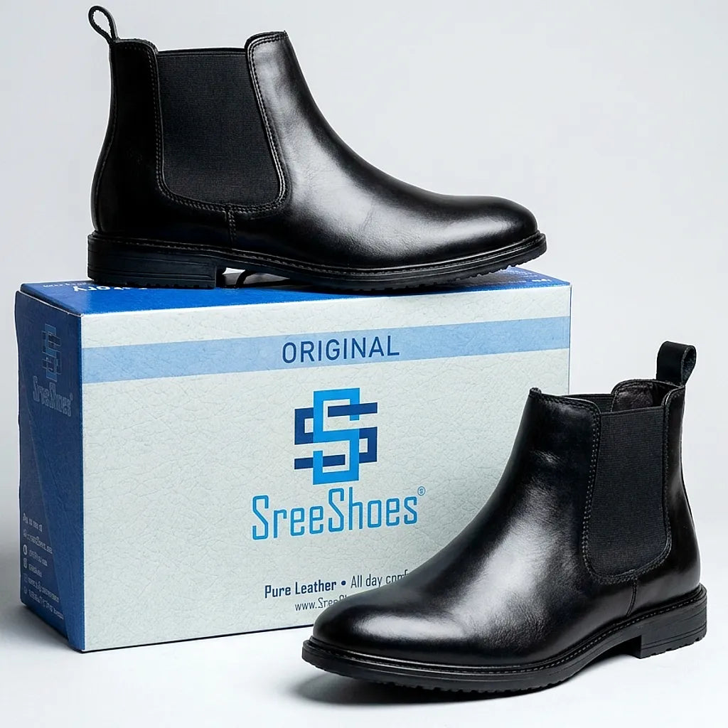 Pure Full-Grain Leather Chelsea Boots for Men