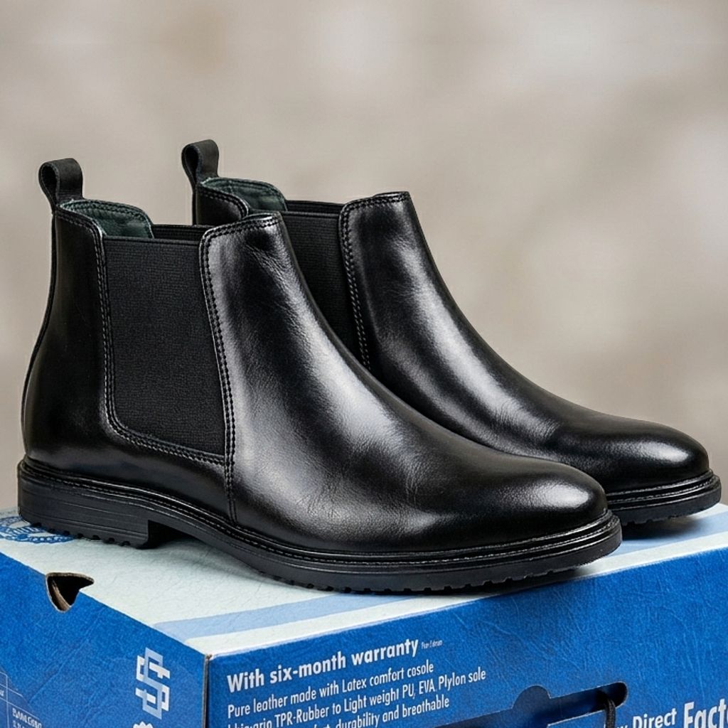 Full-Grain Pure Leather Chelsea Dress Boots for Men