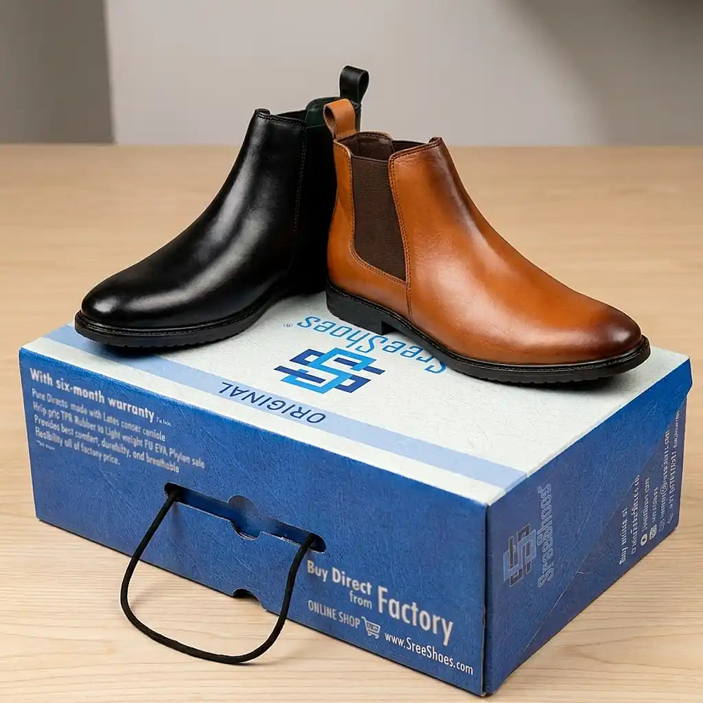 Full-Grain Pure Leather Chelsea Dress Boots for Men