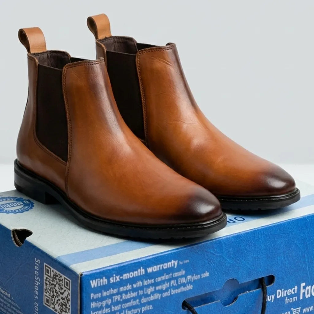 Men's Full-Grain Pure Leather Chelsea Boots