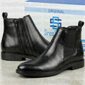 Men Pure Full-Grain Leather Chelsea Boots with Zip & Elastic