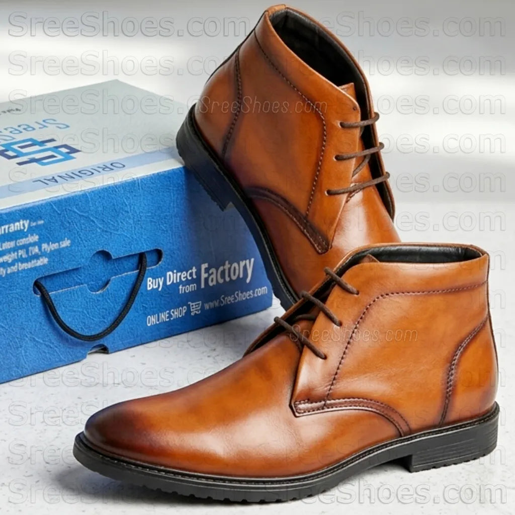 Premium Full-Grain Leather Chukka Boot for Men Casual Ankle Shoes