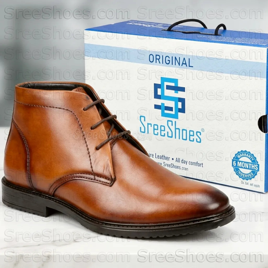 Premium Full-Grain Leather Chukka Boot for Men Casual Ankle Shoes