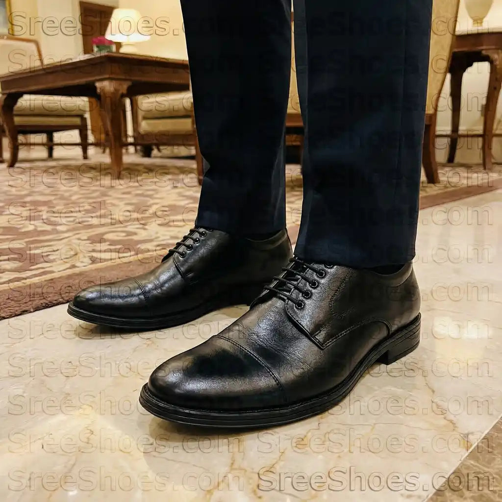 Pure Leather Formal Derby Shoe Cap Toe Comfort Dress Shoes