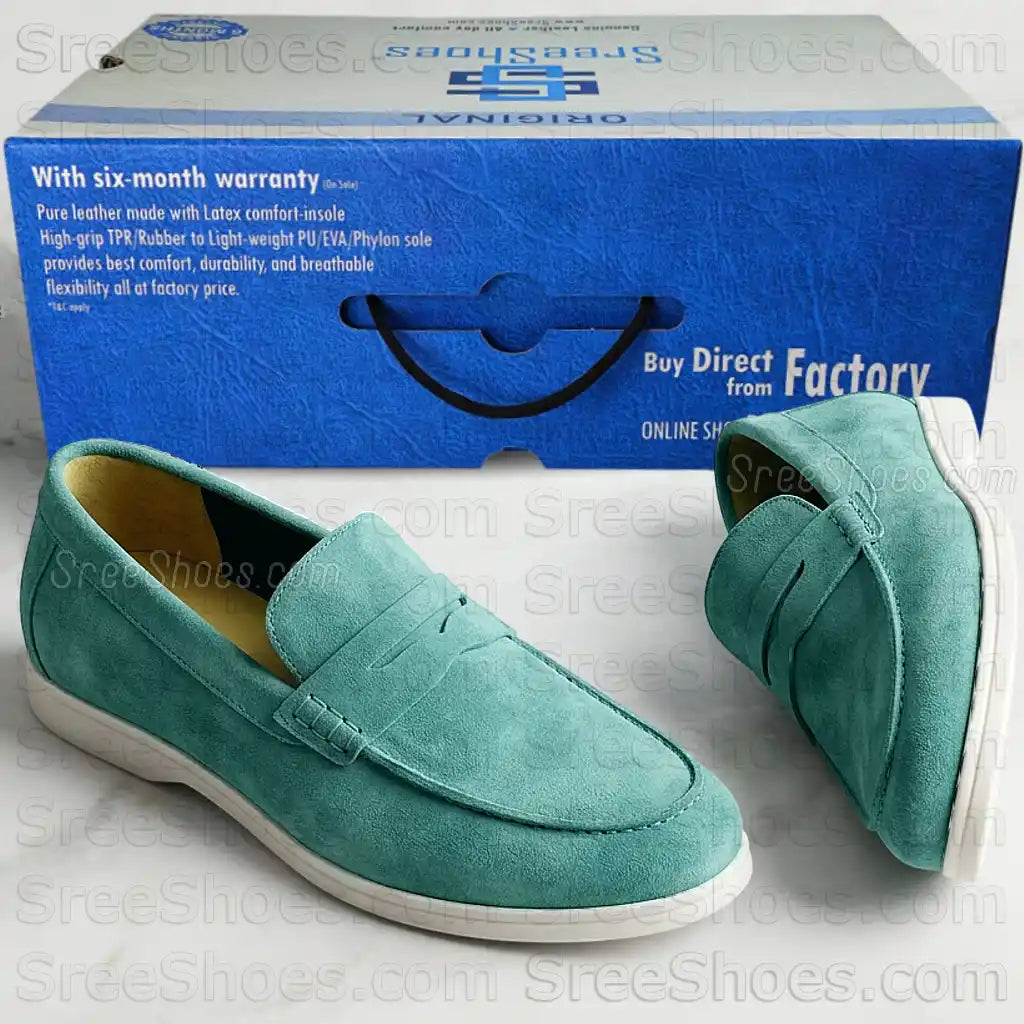 Men's Pure Suede Leather Casual Loafers Dailywear Flexible Penny Slip On