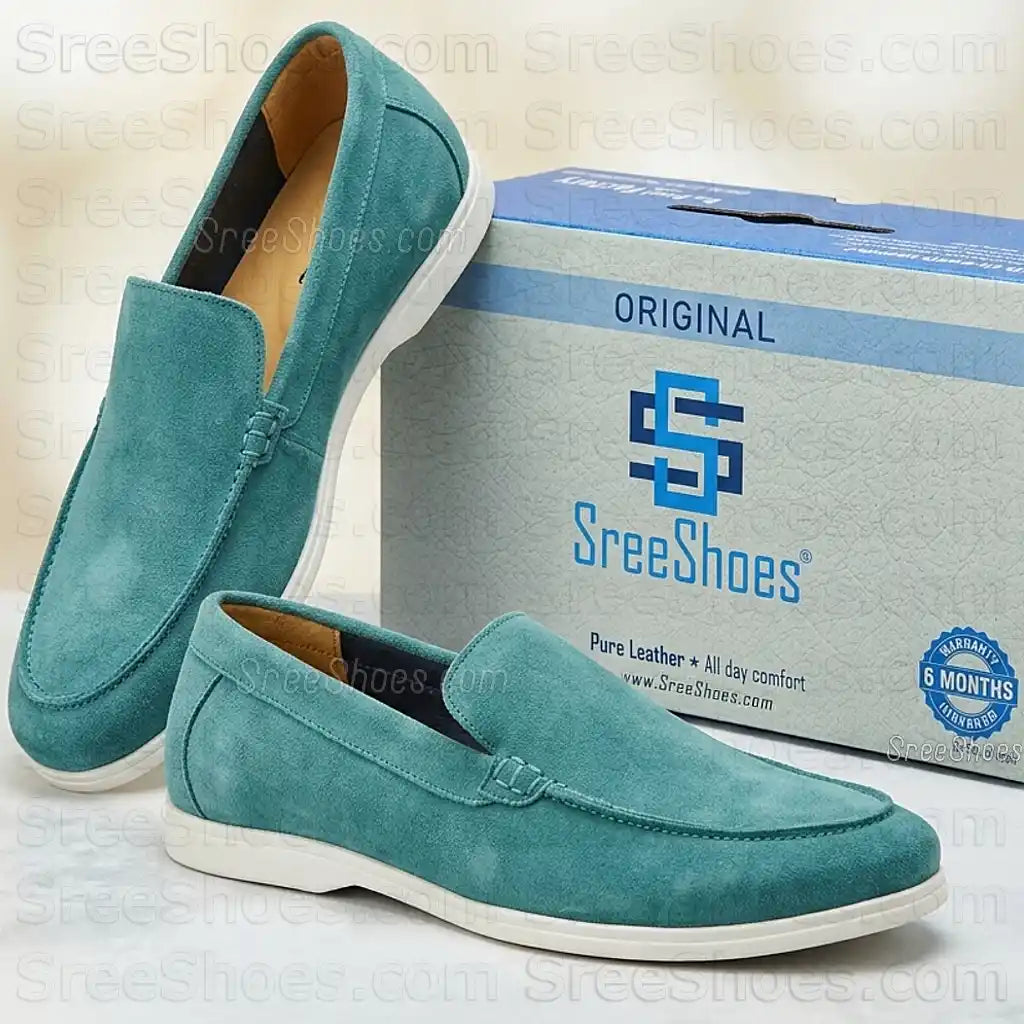 Classy Pure Leather Suede Moccasin Loafers Comfort Easy Walk Slip-On Shoes
