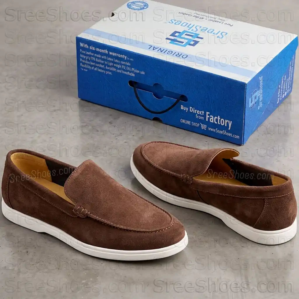 Men's Premium Suede Leather Moccasin Loafers Lightweight Casual Slip-On Shoes