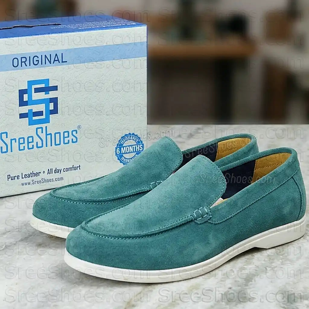 Classy Pure Leather Suede Moccasin Loafers Comfort Easy Walk Slip-On Shoes