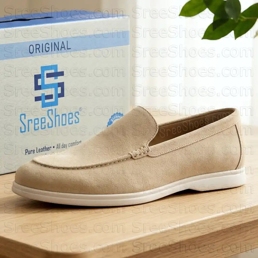 Premium Suede Loafers for Men Easy Slip-On Pure Leather Moccasin Shoes