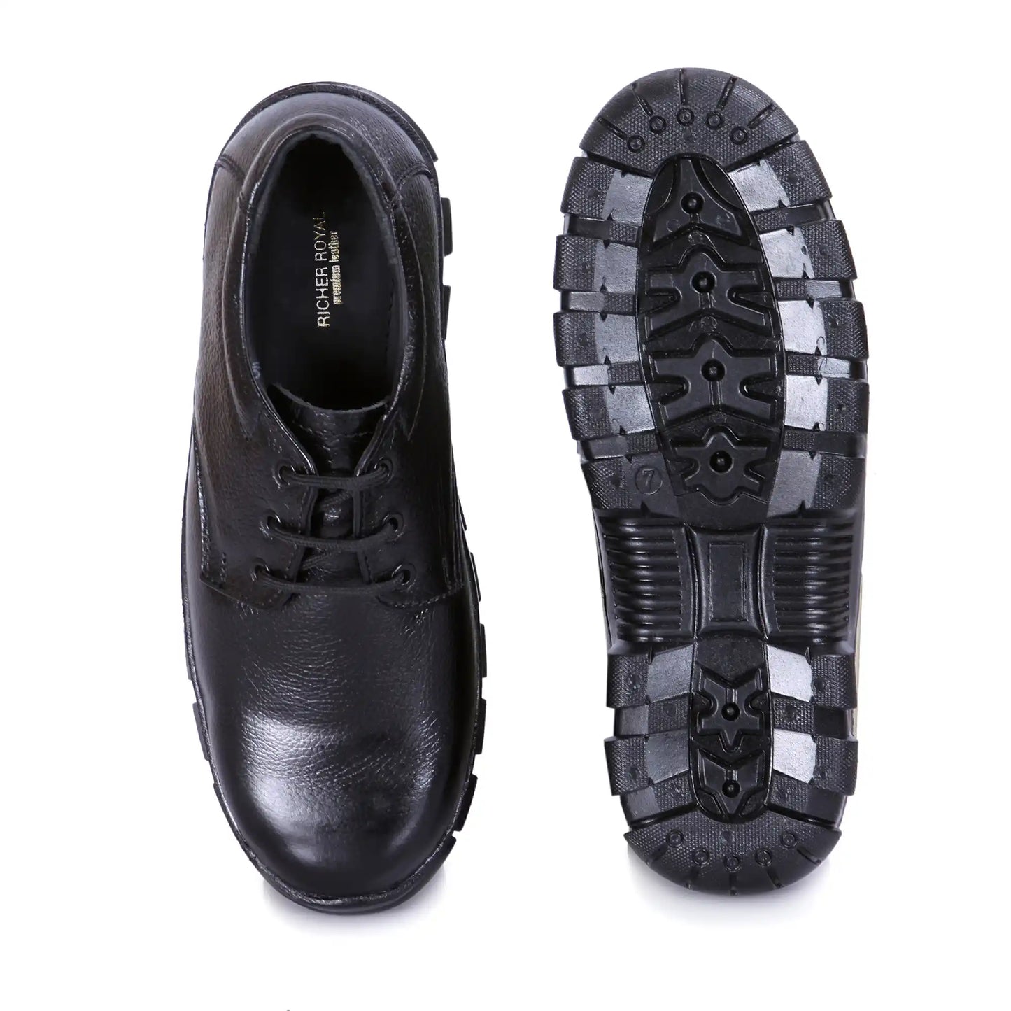 Men Industrial Lace Up Pure Leather Safety Shoes