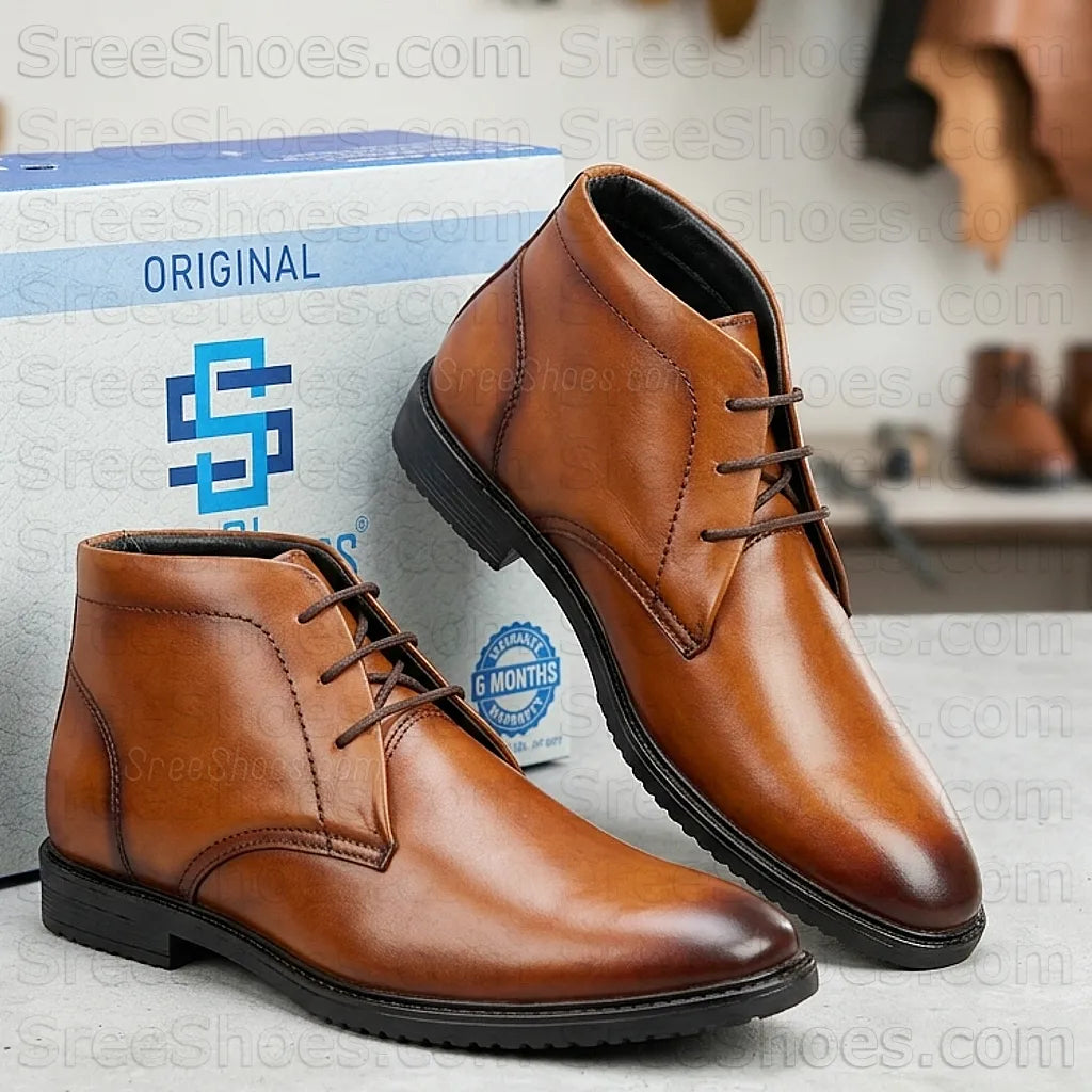 Premium Full-Grain Leather Chukka Boot for Men Casual Ankle Shoes