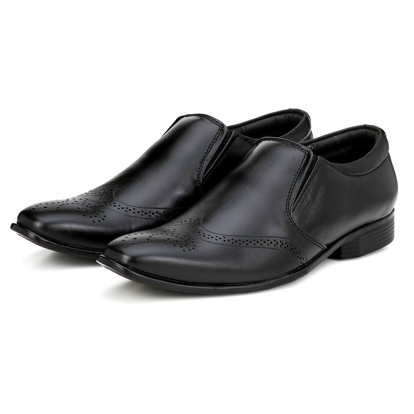 Pure Leather Wing Tip Slip On Brogue Shoes for Men