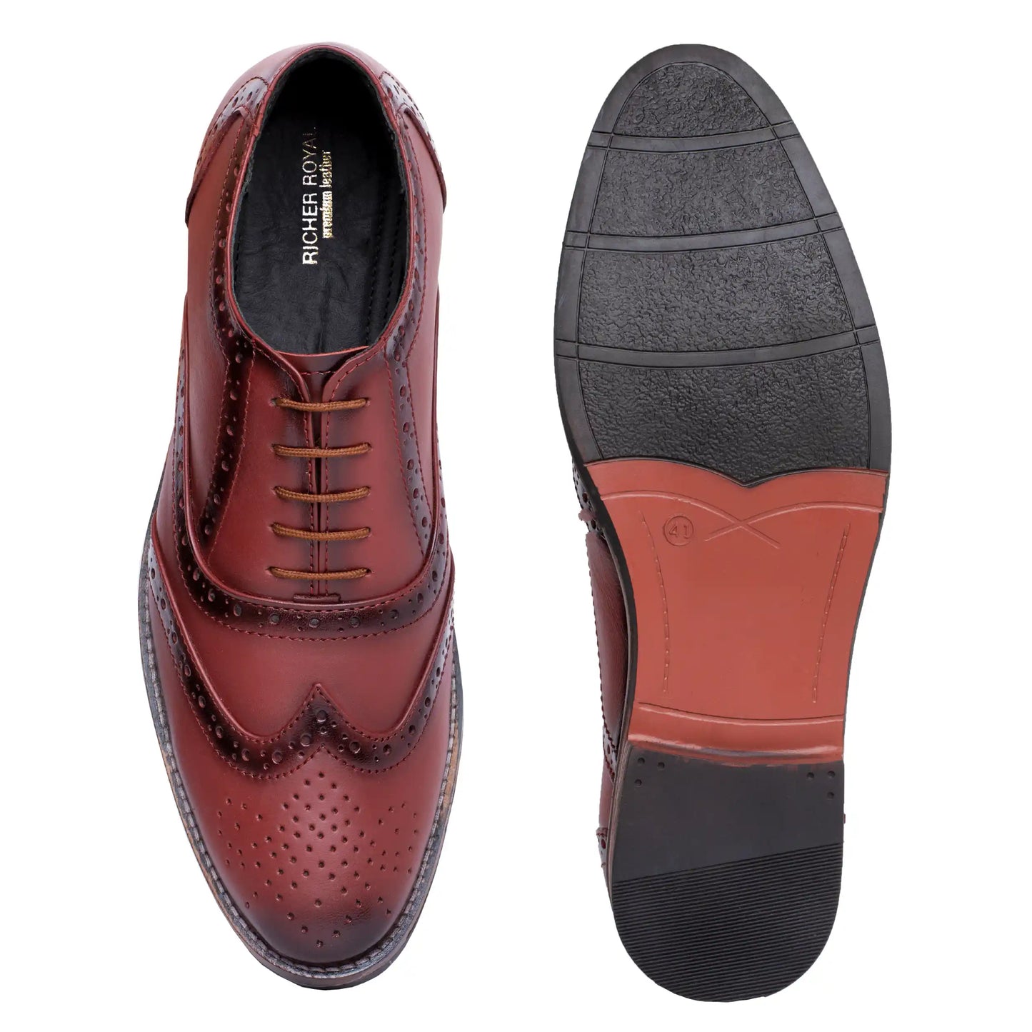 Men Pure Leather WingTip Oxford Brogue Shoes